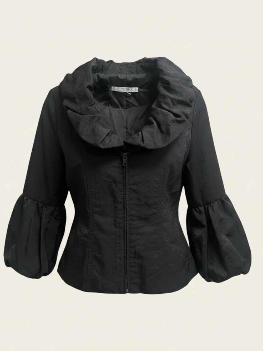 Virtual Runway Connection Black Ruffle Collar Jacket M